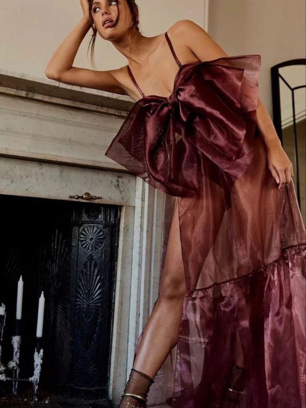 Free People Someone Say Bows Maxi Bodysuit Size XS